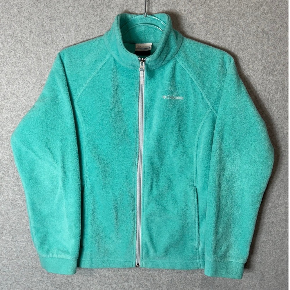 Columbia Fleece Jacket Full Zip Lightweight Outdoor Activewear Teal Size S